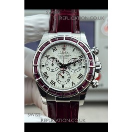 Rolex Daytona 116589SALV FREE SPRUNG MVMT White Gold Red Rubies Meteorite Super Clone Watch 