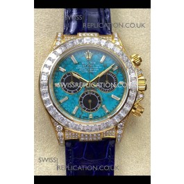 Rolex Daytona 126518LN Yellow Gold Turquoise Dial FREE SPRUNG MVMT Super Clone Watch 