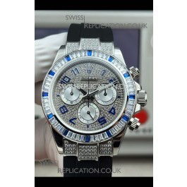 Rolex Daytona 116599 FREE SPRUNG MVMT White Gold Diamonds Paved Super Clone Watch 