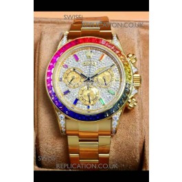 Rolex Daytona 116568 Rose Gold Moissanites Paved Dial Super Clone Watch 