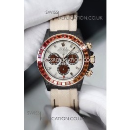 Rolex Daytona DiW Carbon Casing Rainbow Sapphires Super Clone Watch 