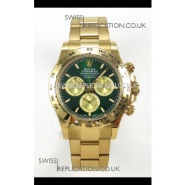 Rolex Daytona 126508 Yellow Gold Green Dial FREE SPRUNG Super Clone Watch 