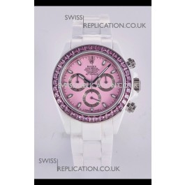 Rolex Daytona AET White Ceramic Pink Dial 4130 Movment Super Clone Watch 