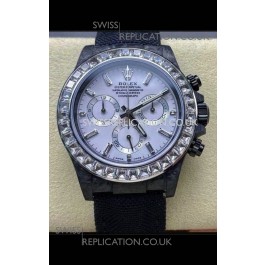 Rolex Daytona Black Carbon Fiber White Dial Nylon Strap Super Clone Watch 
