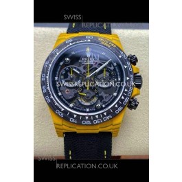 Rolex Daytona Yellow TPT Casing Skeleton Dial Nylon Strap Super Clone Watch 