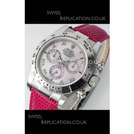 Rolex Daytona 116519 Stainless Steel Pink Pearl Leather Strap Super Clone Watch