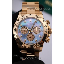 Rolex Daytona 116508 Yellow Gold Mother of Pearl FREE SPRUNG Super Clone Watch 