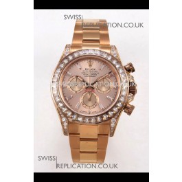 Rolex Daytona 126595 FREE SPRUNG MVMT Rose Gold Dial Super Clone Watch 