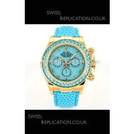 Rolex Daytona 116568 Yellow Gold 4801 Movement Sapphires Blue Dial Super Clone Watch 