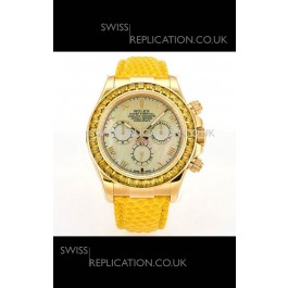 Rolex Daytona 116568 Yellow Gold 4801 Movement Sapphires Yellow Dial Super Clone Watch 