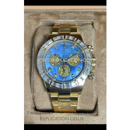 Rolex Daytona 116568 Yellow Gold Blue Pearl Dial Super Clone Watch 
