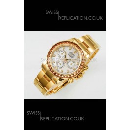 Rolex Daytona 116519 Yellow Gold Pearl Dial Super Clone Watch 