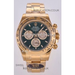 Rolex Daytona 126508 Yellow Gold Green Dial FREE SPRUNG MVMT Super Clone Watch 