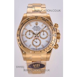 Rolex Daytona 126508 Yellow Gold White Dial FREE SPRUNG MVMT Super Clone Watch 