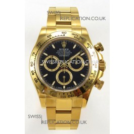Rolex Daytona 126508 Yellow Gold Black Dial FREE SPRUNG MVMT Super Clone Watch 