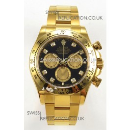 Rolex Daytona 126508 Yellow Gold Black Dial FREE SPRUNG MVMT Super Clone Watch 