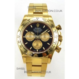 Rolex Daytona 126508 Yellow Gold Black Dial FREE SPRUNG MVMT Super Clone Watch 