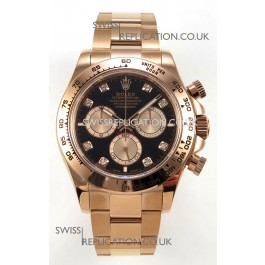 Rolex Daytona 126505 Rose Black Diamonds Dial FREE SPRUNG MVMT Super Clone Watch 