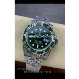 Rolex Submariner 116610 Iced Out Edition 18 Green Dial Swiss Replica Watch 