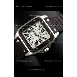 Cartier Santos Swiss Replica Automatic Watch in Brown Strap