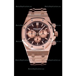 Audemars Piguet Royal Oak Chronograph Watch in Pink Gold Case Brown Dial