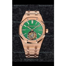 Audemars Piguet Royal Oak Flying Tourbillon 41mm in 904L Rose Gold with Green Dial
