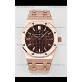 Audemars Piguet Royal Oak 33MM Rose Gold Brown Dial 1:1 Mirror Replica Watch