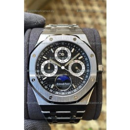 Audemars Piguet Royal Oak Perpetual Calendar Swiss Replica 904L Steel in Black Dial 