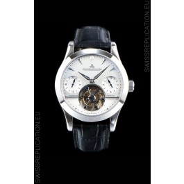 Jaeger LeCoultre Perpetual Tourbillon 904L Steel Case White Dial Swiss Replica Watch 
