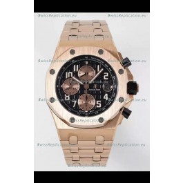 Audemars Piguet Royal Oak Offshore Black Dial Chronograph 1:1 Mirror Replica Watch - Rose Gold 