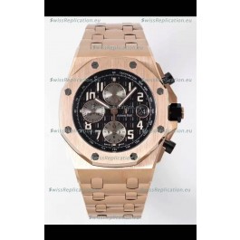 Audemars Piguet Royal Oak Offshore Black Dial Chronograph 1:1 Mirror Replica Watch - Rose Gold 