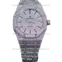 Audemars Piguet Royal Oak 15400 Iced Out Stick Dial in Stainles Steel Casing Swiss Replica Watch
