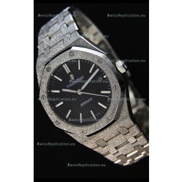 Audemars Piguet Royal Oak Frosted Self-Winding White Gold Black Dial 1:1 Mirror Replica Watch 