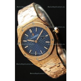 Audemars Piguet Royal Oak Frosted Rose Gold QUARTZ Watch Navy Blue 33MM - 1:1 Mirror Replica 