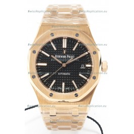 Audemars Piguet Royal Oak 15400 41MM Rose Gold Black Dial Super Clone Replica Watch 