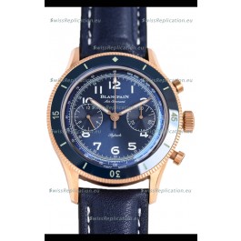 Blancpain Air Command Blue Dial Rose Gold 1:1 Mirror Swiss Replica Watch 