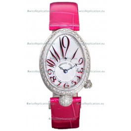 Breguet Reine De Naples Ladies Stainless Steel Pink Leather Swiss 1:1 Edition Replica Watch