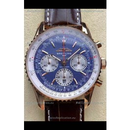 Breitling Navitimer B01 Chronograph 43 Blue Dial - Rose Gold Plated Casing 1:1 Mirror Swiss Replica