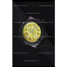 Breitling Avenger Blacksteel DLC Coated Swiss Replica Watch in Yellow Dial