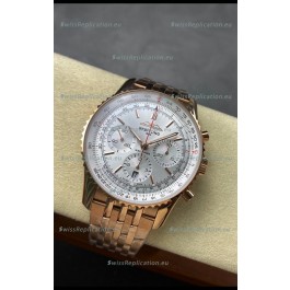 Breitling Navitimer B01 Chronograph 43 White Dial - Rose Gold Plated Casing 1:1 Mirror Swiss Replica