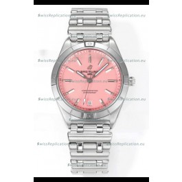 Breitling Chronomat 36MM Stainless Steel Casing 1:1 Mirror Replica Watch Pink Dial