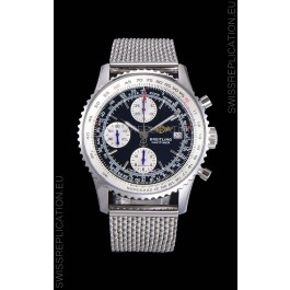 Breitling Navitimer Chronograph 41MM Swiss Replica Watch in 904L Steel Casing - Mesh Steel Strap