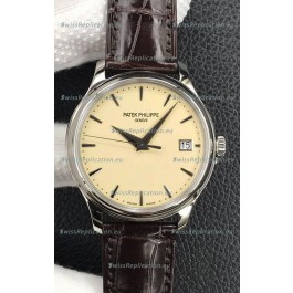 Patek Philippe Calatrava 5227G-001 Pale Yellow Dial 1:1 Mirror Swiss Replica Steel Casing