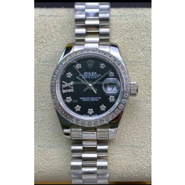 Rolex Datejust 28MM Swiss Replica in 904L Steel in Black Dial - 1:1 Mirror Replica