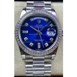 Rolex Day Date 36MM M128239-0023 904L Steel in Blue Dial 1:1 Mirror Replica
