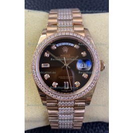 Rolex Day Date Presidential M128345rbr-0041 18K Rose Gold Watch 36MM - Brown Dial 1:1 Mirror Quality