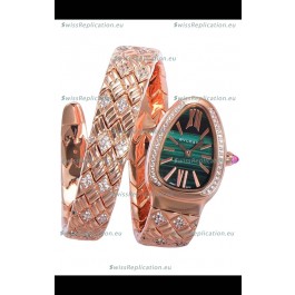 Bvlgari Serpenti Edition Rose Gold Casing Green Dial Watch in 1:1 Mirror Quality