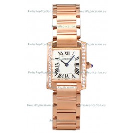 Cartier Tank Francaise Rose Gold Diamonds Bezel Swiss Quartz Replica Watch 25.70MM