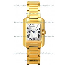 Cartier Tank Anglaise Yellow Gold Watch in Steel Strap Swiss Quartz Watch 30MM