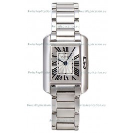 Cartier Tank Anglaise Steel Casing in Steel Strap Swiss Quartz Watch 30MM